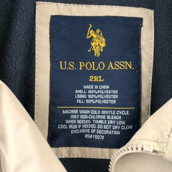 Lot of Two U.S. Polo Assn. Men's 2XL Reversible Jackets Beige & Black Full Zip - Picture 7 of 16